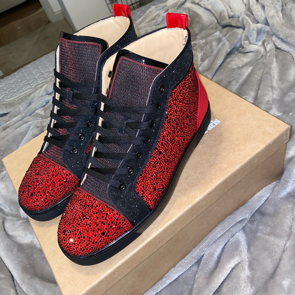 Christian Louboutin Red Glitter Orlando Flat - Picture 2 of 6